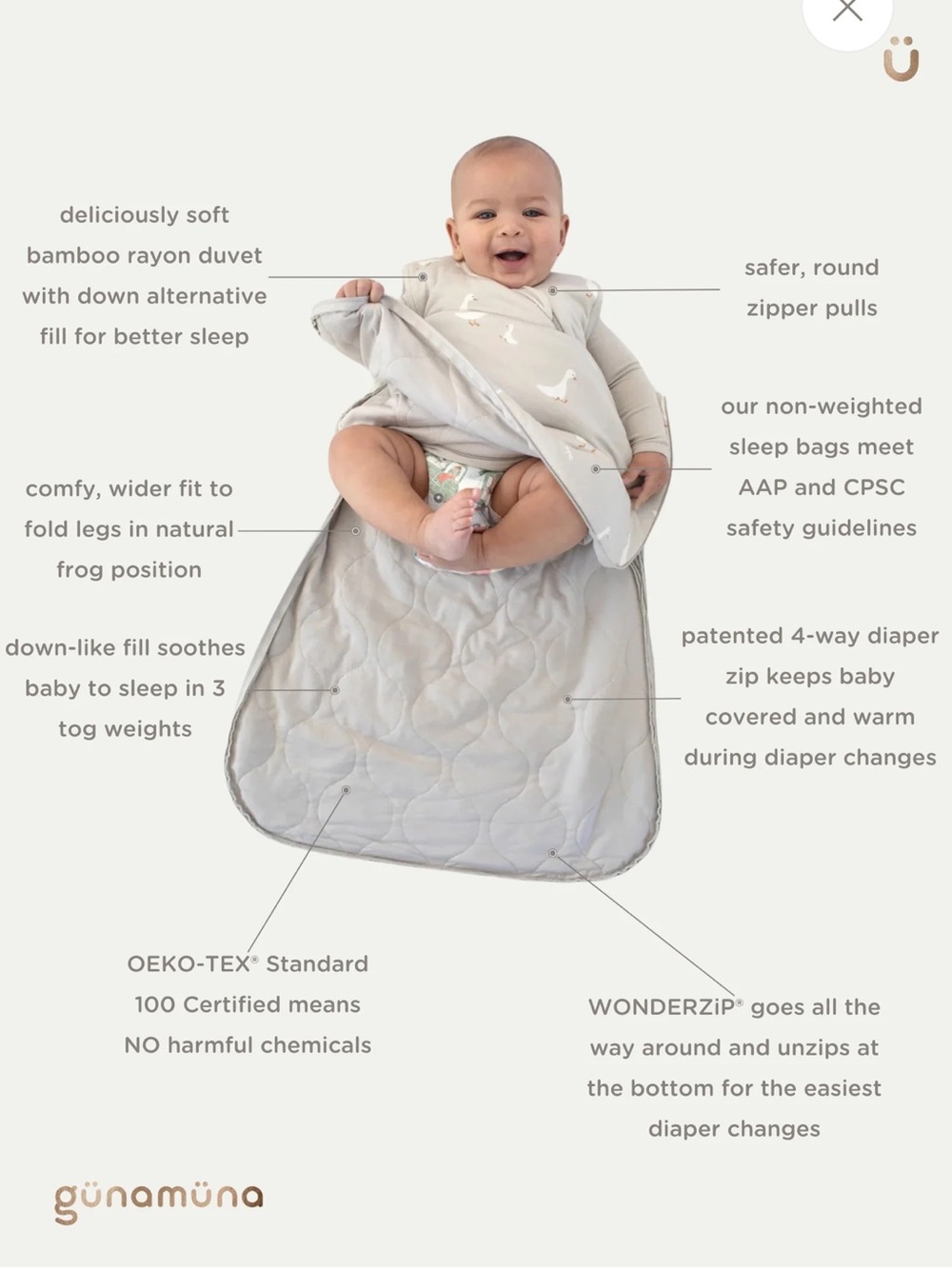 Gunamuna Bamboo Sleep Sack 2.5 TOG Cars Sold Out Rare Print 3-9M WonderZip NWOT - Picture 4 of 4